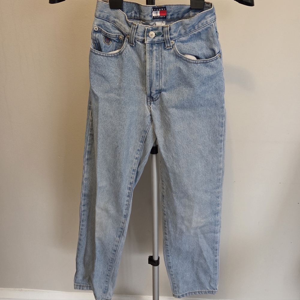 Y2K Tommy Hilfiger Girls Size 8 Light Wash Crest Denim Jeans